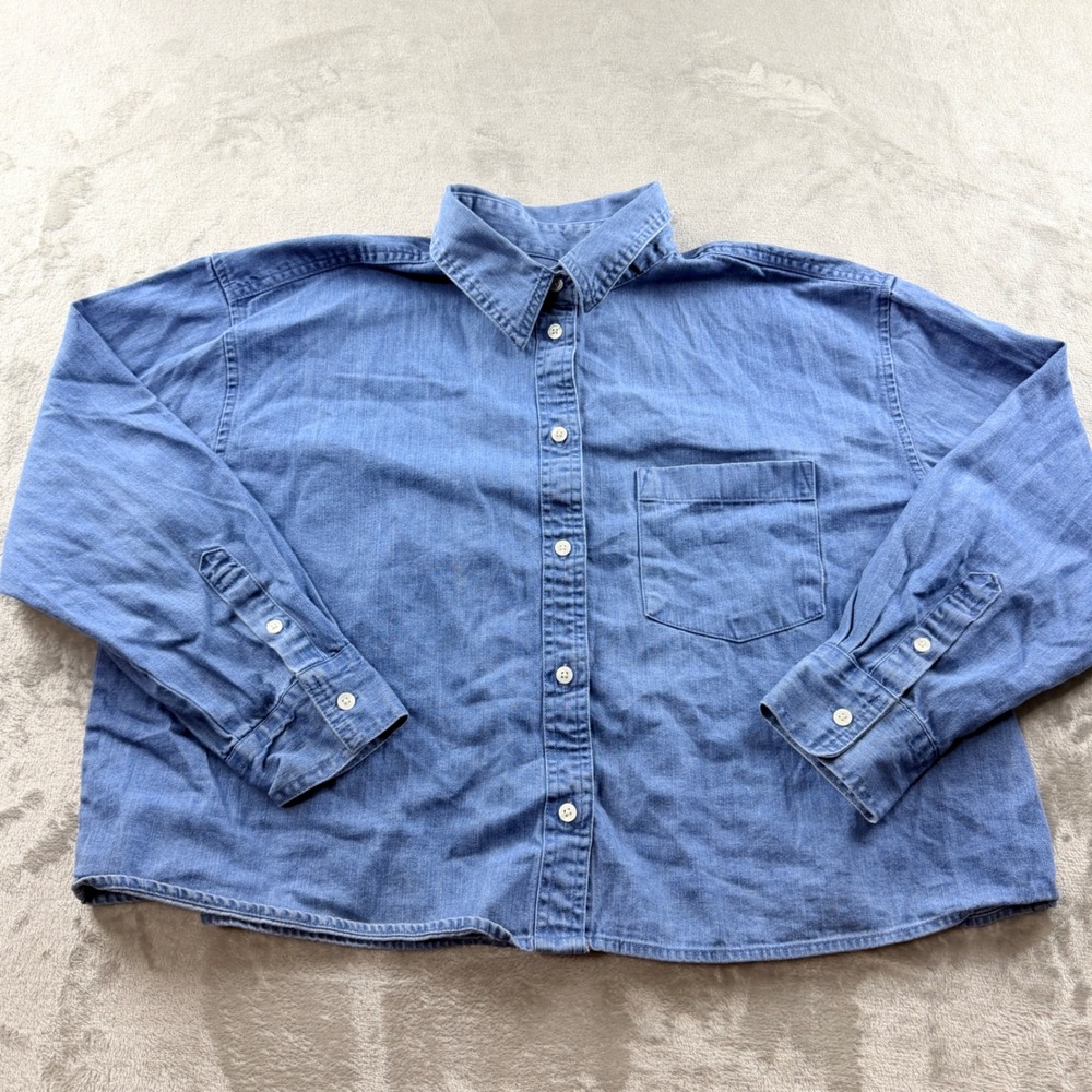 Banana Republic Women's XL Blue Denim Button Down Shirt Long Sleeve Cotton